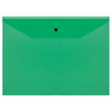 Папка-конверт на кнопке СТАММ А4, 120мкм, пластик, прозрачная, зеленая