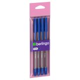 Ручка шариковая Berlingo "Tribase" синяя, 1,0мм, 4шт., пакет с европодвесом