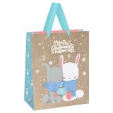 Пакет подарочный 26*32*12см MESHU "Cute bunny", фольга, блестки, крафт