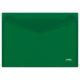Папка-конверт на кнопке СТАММ А4, 180мкм, пластик, непрозрачная, зеленая