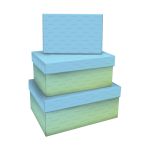 Набор прямоугольных коробок 3в1, MESHU "Green-blue gradient", (19*12*7,5-15*10*5см)