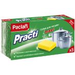 Губки для посуды Paclan "Practi Maxi", поролон с абразивным слоем, 9,5*6,5*3,5см, 3шт.