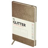 Ежедневник недатированный, А6, 136л., твердый переплет, диз. картон, BG "Glitter. Bronze", бронзовый, на резинке, карман