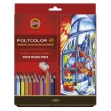 Карандаши цветные художественные Koh-I-Noor "Polycolor 3836", 48цв., заточен.+ точилка+2 ч/гр. кар. 1500, картон, европодвес