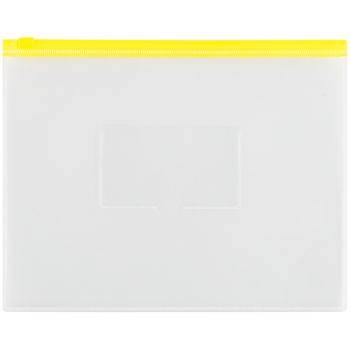 Папка-конверт на zip-молнии OfficeSpace А5, полипропилен, 150мкм, прозрачная, карман, молния желтая
