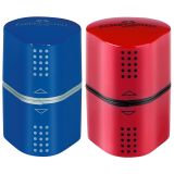 Точилка пластиковая Faber-Castell "Trio Grip 2001" 3 отверстия, 2 контейнера, красная/синяя