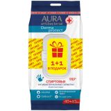 Салфетки влажные Aura "Derma Protect", 20*15, big-pack с крышкой, 40шт., антибактериальные, спиртовые