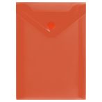 Папка-конверт на кнопке СТАММ А6 (105*148мм), 150мкм, пластик, прозрачная, красная