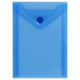 Папка-конверт на кнопке СТАММ А6 (105*148мм), 150мкм, пластик, прозрачная, синяя