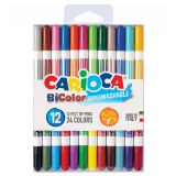 Фломастеры Carioca "Bi-Color" 24цв. 12шт., двухцветные, смываемые, блистер