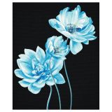 Картина по номерам на черном холсте ТРИ СОВЫ "Голубые цветы", 40*50, c акриловыми красками и кистями