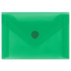 Папка-конверт на кнопке СТАММ А7 (74*105мм), 150мкм, пластик, прозрачная, зеленая