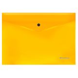Папка-конверт на кнопке Berlingo "Neon" А4, 200мкм, прозрачная оранжевый неон